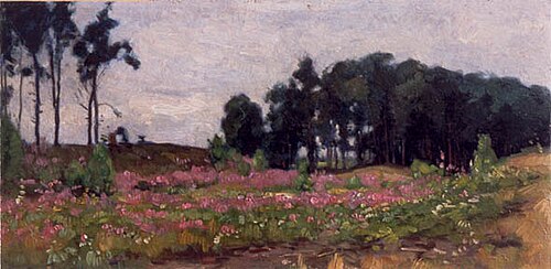 Open boslandschap met bloeiende wilgenroosjes, 1915, Paul Bodifée