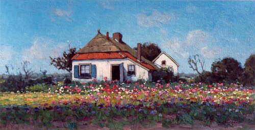 Boerderij met bloeiende border, 1915, Paul Bodifée