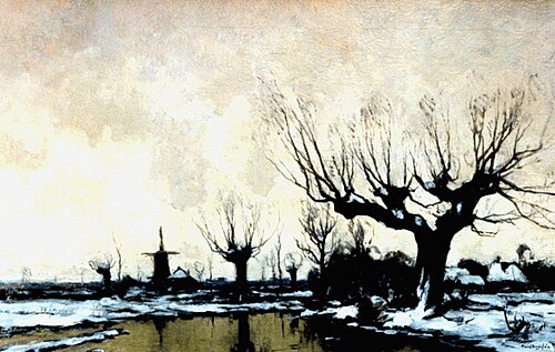 Winterlandschap met molen, 1900, Paul Bodifée
