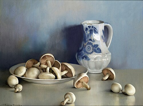 Still life with mushrooms and a pitcher, 1930, Firmin Baes