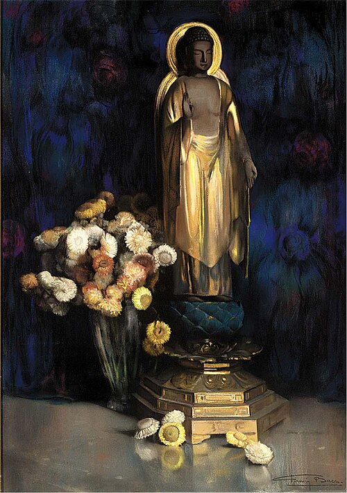 Buddha with flower still life, 1921, Firmin Baes