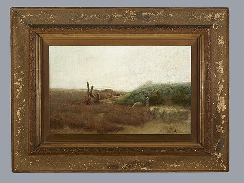 Herder met schapen op de heide, 1900–1920, 1910, Herman Heijenbrock