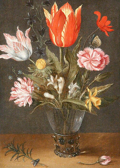 Still Life with Tulips in a Glass Vase, 1640, Christoffel van den Berghe