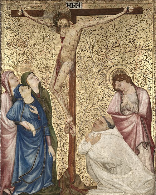 Calvary with a Carthusian Monk, 1390, Jean de Beaumetz