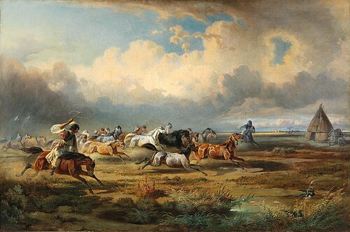 Herd of Horses on the Puszta, 1858, Adolf van der Venne