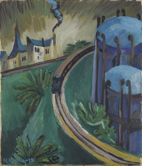 Gaskessel und Vorortsbahn, 1914, Ernst Ludwig Kirchner