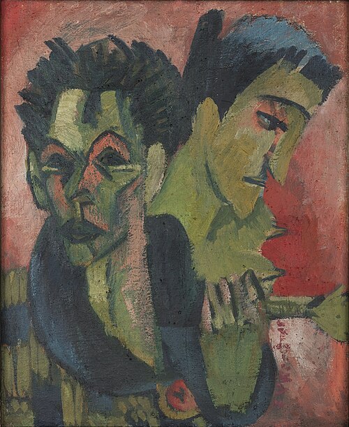 Self Portrait with a Girl, 1914, Ernst Ludwig Kirchner