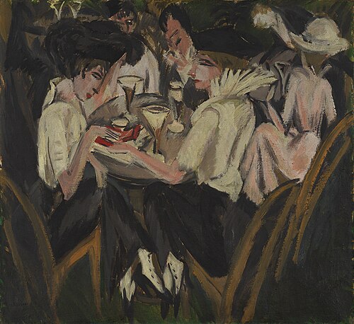 In the cafe garden, 1914, Ernst Ludwig Kirchner