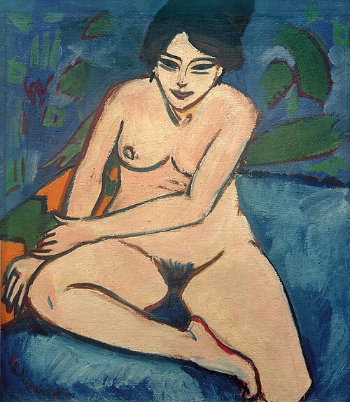 Nude on blue ground, 1911, Ernst Ludwig Kirchner