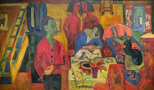Interior with painter, 1921, Ernst Ludwig Kirchner