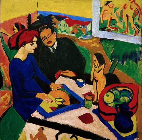 Doris und Heckel am Tisch, 1910, Ernst Ludwig Kirchner