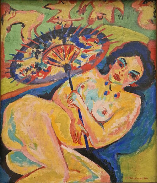 Girl under a Japanese umbrella, 1909, Ernst Ludwig Kirchner