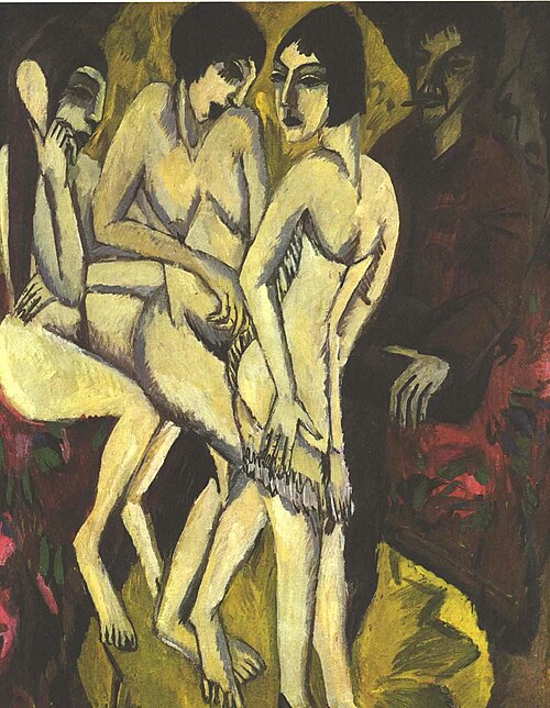 Judgement of Paris (recto) / Bathers at Fehmarn (verso), 1912, Ernst Ludwig Kirchner