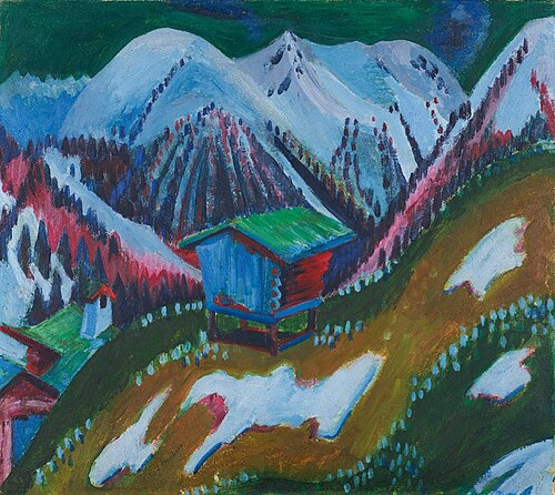 Schneeschmelze. Berglandschaft mit Alphütte, 1922, Ernst Ludwig Kirchner