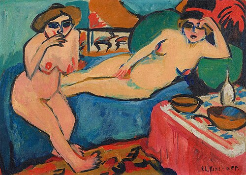 Zwei Akte auf blauem Sofa, 1915, Ernst Ludwig Kirchner