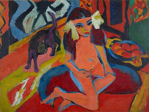 Mädchen mit Katze, Fränzi, 1910, Ernst Ludwig Kirchner