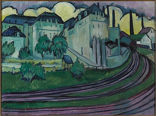 Bahnhofseinfahrt, Bahnhof Löbau, 1911, Ernst Ludwig Kirchner