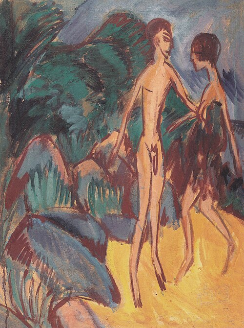 Nackter Jüngling und Mädchen am Strand, 1913, Ernst Ludwig Kirchner