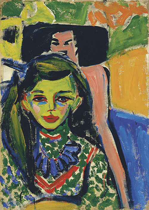 Fränzi in front of Carved Chair, 1910, Ernst Ludwig Kirchner