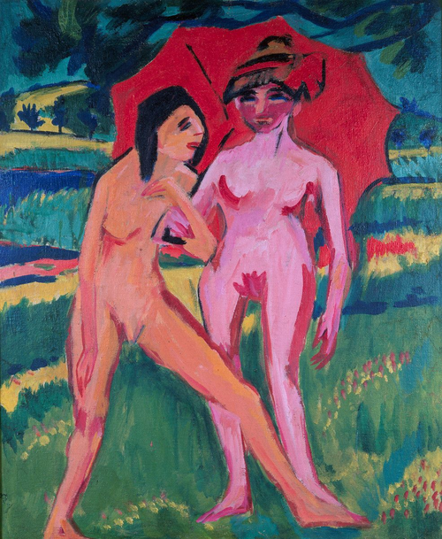 Two Girls under an Umbrella, 1910, Ernst Ludwig Kirchner