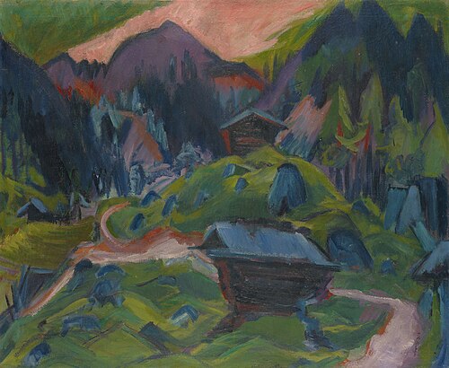 Kummeralp Mountain and Two Sheds, 1920, Ernst Ludwig Kirchner