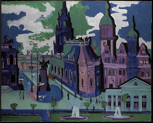 View of Dresden: Schlossplatz, 1926, Ernst Ludwig Kirchner