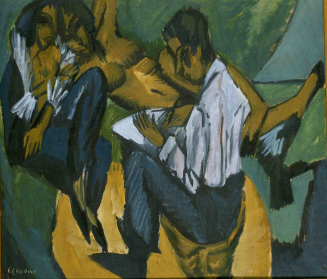 Artist Sketching with Two Women;  Artists, 1913, Ernst Ludwig Kirchner