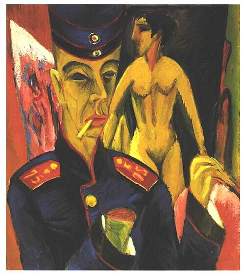 Autoportrait en soldat, 1915, Ernst Ludwig Kirchner