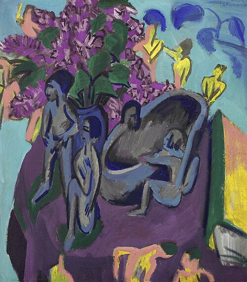 Still Life with Sculptures and Flowers, 1912, Ernst Ludwig Kirchner