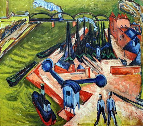 Western Harbour in Frankfurt am Main, 1916, Ernst Ludwig Kirchner