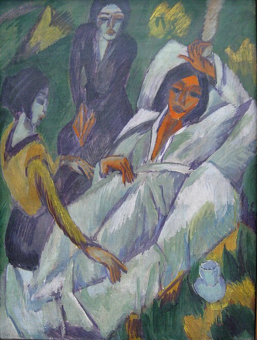 Women having tea (Frauen beim Tee), 1914, Ernst Ludwig Kirchner