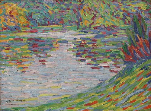 Lago do parque em Dresden, 1906, Ernst Ludwig Kirchner
