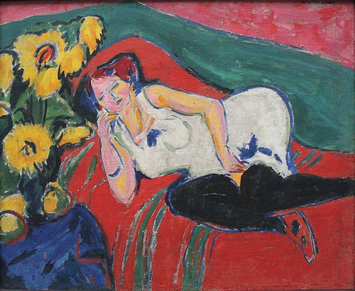Reclining Woman in a White Chemise, 1909, Ernst Ludwig Kirchner