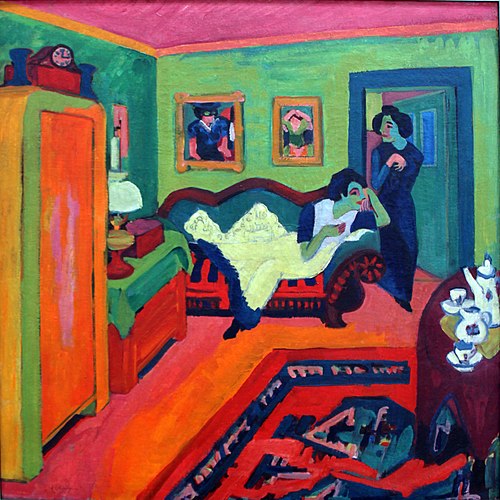 Interior with Two Girls, 1908, Ernst Ludwig Kirchner