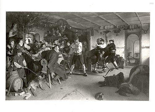 Rauferei im Wirtshaus, 1856, Eduard Schulz-Briesen