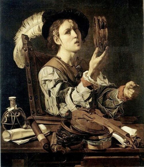 Muchacho con instrumentos musicales, , Cecco del Caravaggio