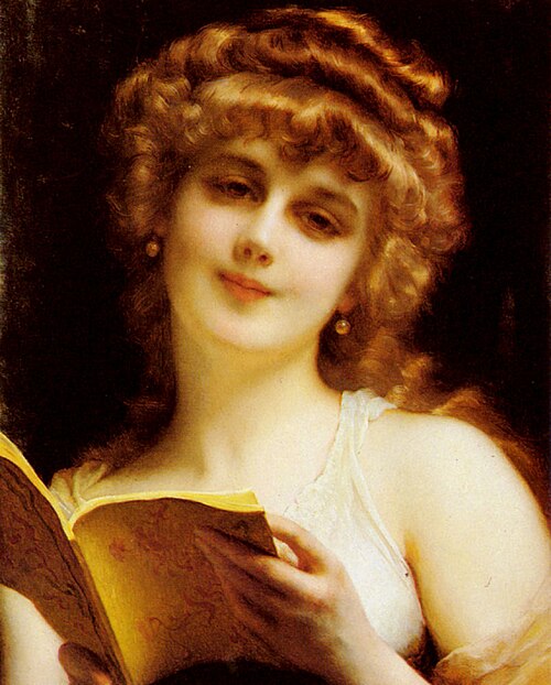 A Blonde Beauty Holding a Book., 1910, Adolphe Piot