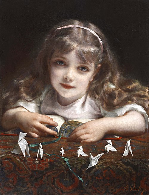 Jeune Fille aux oiseaux en origami, 1900, Adolphe Piot
