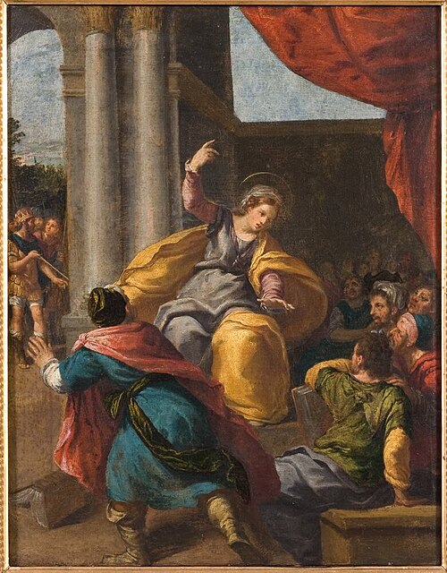 St Catherine among the Philosophers, , Scarsellino