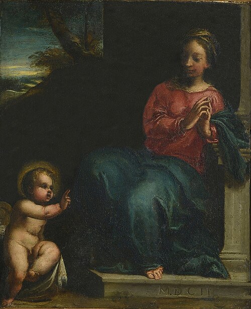 The Infant Christ blessing the Virgin, , Scarsellino