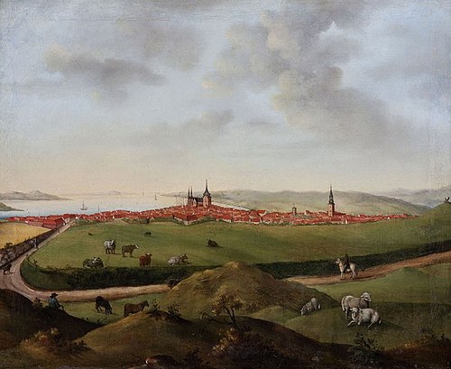 Aarhus, set fra Nordvest, 1816, Christen Heugh Wandall
