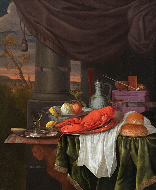 Still life with a lobster, 1650, Gillis Jacobsz. van Hulsdonck