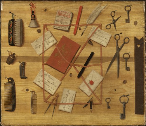 Letter Rack. Trompe l'oeil, 1748, Hindric Sebastian Sommar