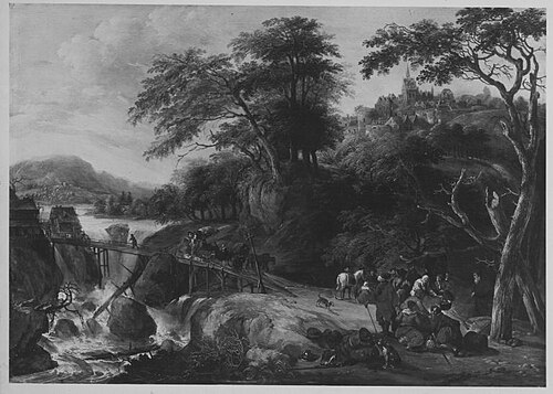 Landschaft mit Wasserfall, 1660, Gerrit Battem