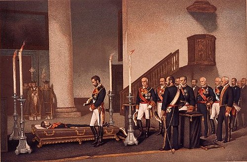 El rey Amadeo I contemplando el cadáver del general Prim, 1870, Antonio Gisbert