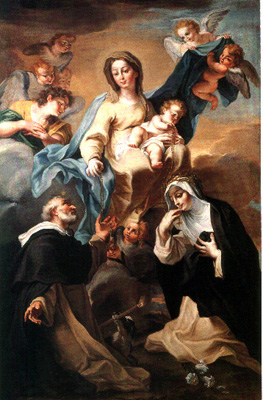 Notre-Dame du Rosaire en compagnie de Saint-Dominique et Sainte-Rose, 1700, Stefano Maria Legnani