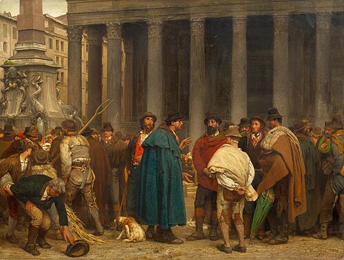 Gathering before the Pantheon in Rome, 1871, Ernest Van den Kerckhove