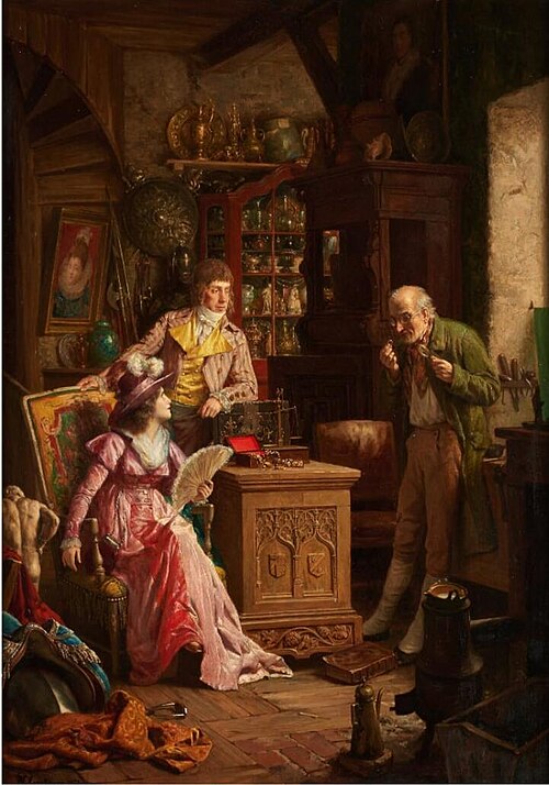 The visit to the antiquary, 1877, Ernest Van den Kerckhove