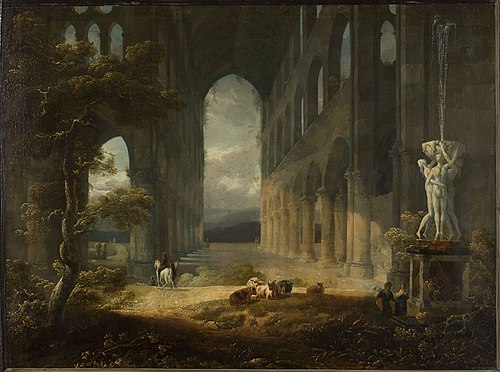 Ruines fantastiques avec une pastorale., 1800, J. F. Depelchin