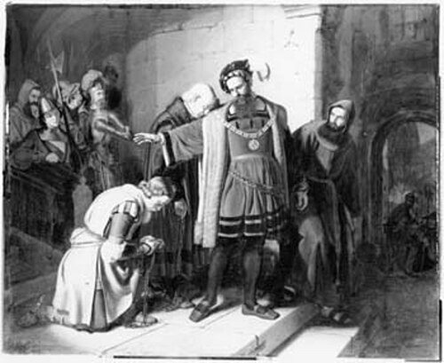 Bürgermeister Waldmanns Abschied von seinen Mitgefangenen, 1847, Johann Caspar Bosshardt